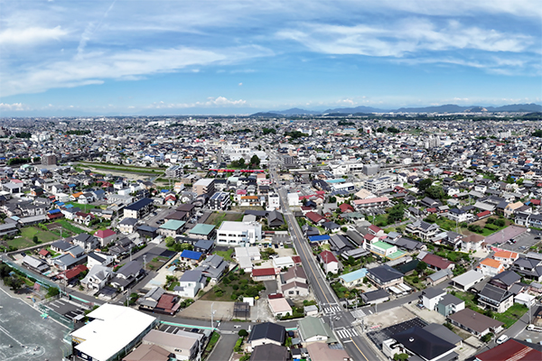 扶桑町役場周辺の空撮写真