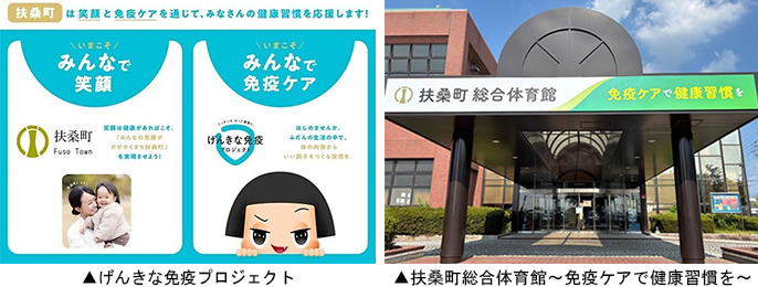 ▲左：げんきな免疫プロジェクト　▲右：扶桑町総合体育館～免疫ケアで健康習慣を～