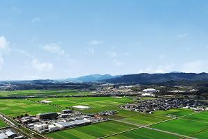 役場周辺と圃場整備の状況